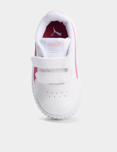 Tennis basses à scratchs Puma Carina blanc bébé fille