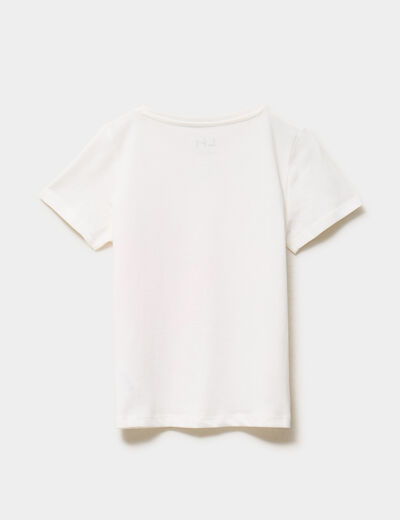 T-shirt manches courtes coton ivoire fille