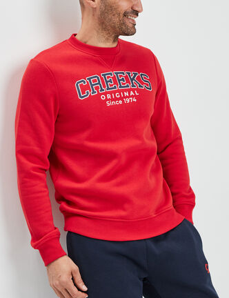 Sweat &agrave; col rond rouge homme