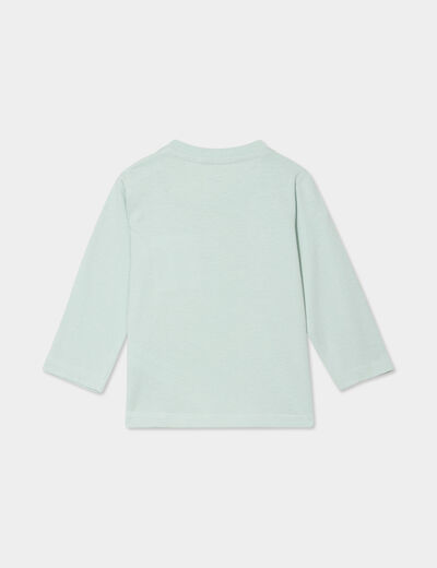 T-shirt col rond manches longues coton vert clair bébé garçon