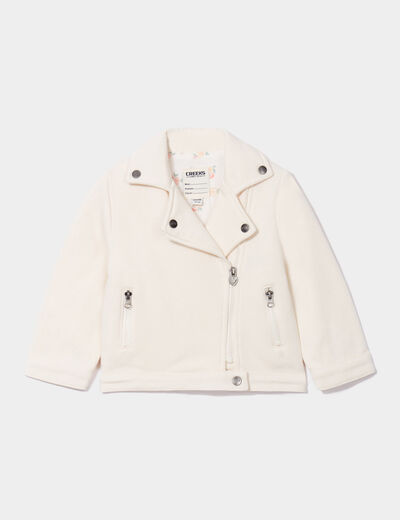Veste esprit biker droite ecru bébé fille