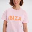 T-shirt droit manches courtes coton rose fluo femme