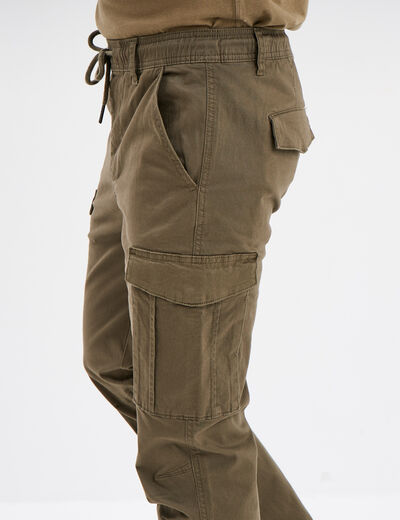 Pantalon cargo slim coton Liberto vert kaki homme