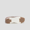 Baskets zippées en cuir pied large sable femme
