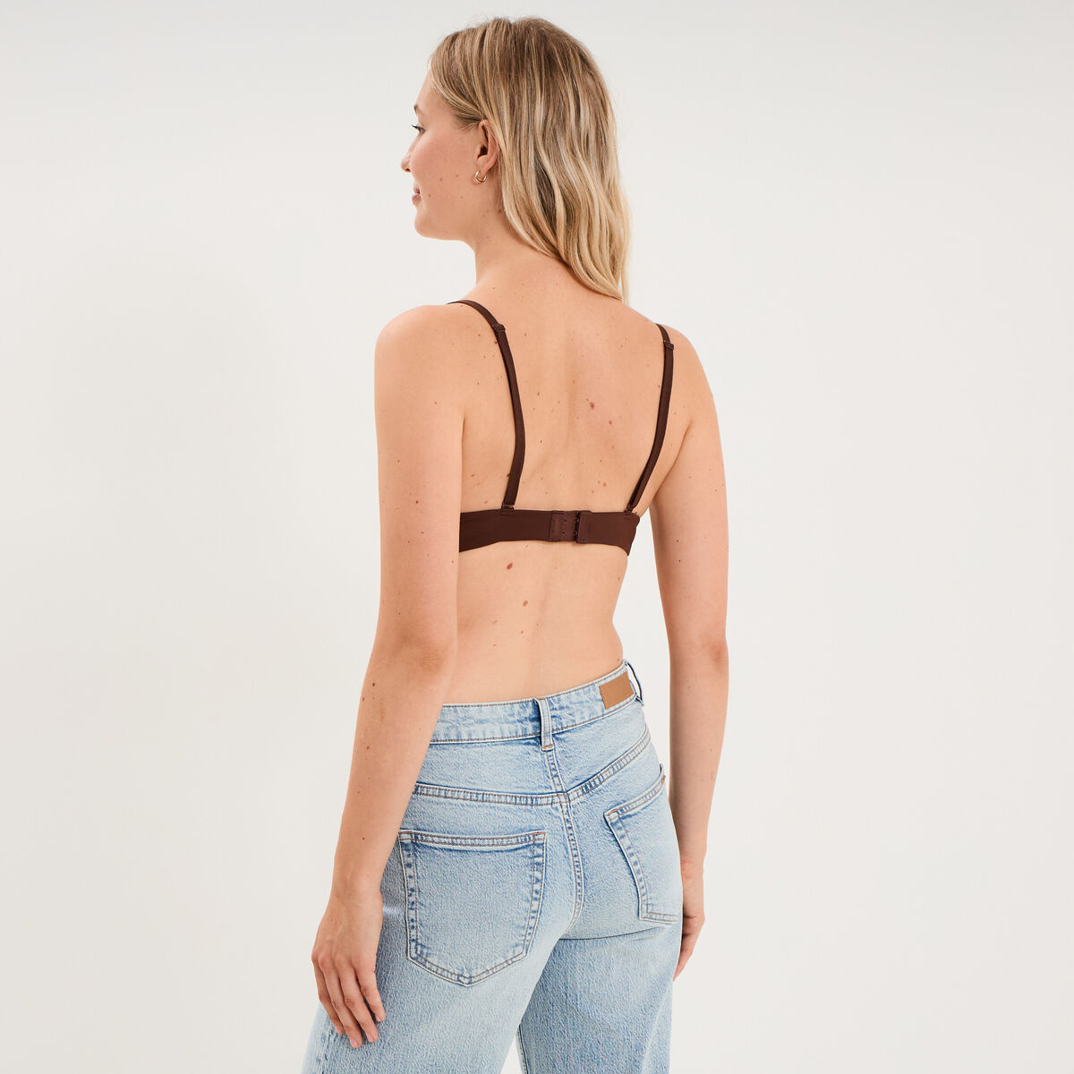 Soutien-gorge triangle bretelles fines marron femme