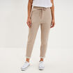 Pantalon jogging taille haute beige femme