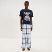 Ensemble pyjama pantalon t-shirt coton bleu femme