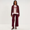 Veste paletot en su&eacute;dine boutonn&eacute;e violet fonc&eacute; femme