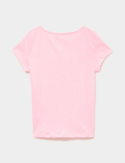 Ensemble pyjama short et t-shirt coton rose fluo fille