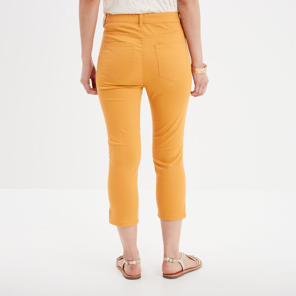 Pantacourt slim 5 poches jaune moutarde femme