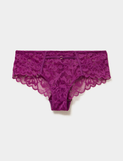 Shorty en dentelle violet fonc&eacute; femme