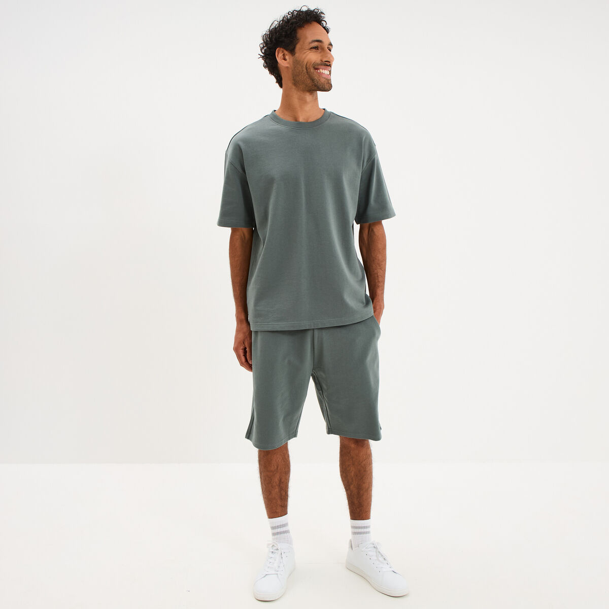 Short de jogging taille &eacute;lastiqu&eacute;e l&eacute;ger vert kaki homme