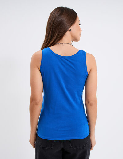 Débardeur bretelles larges coton bleu roi femme