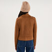 Veste biker effet su&eacute;dine camel femme