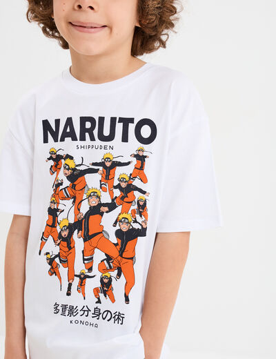 T-shirt manches courtes coton Naruto blanc garçon