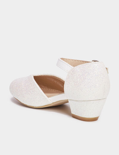 Babies à talons paillettes blanc fille