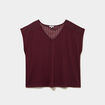 T-shirt droit avec dos dentelle oversize violet fonc&eacute; femme grande taille