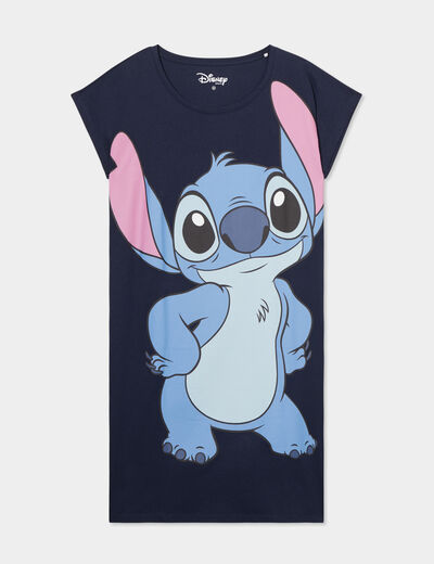 Chemise de nuit manches courtes Stitch bleu marine femme