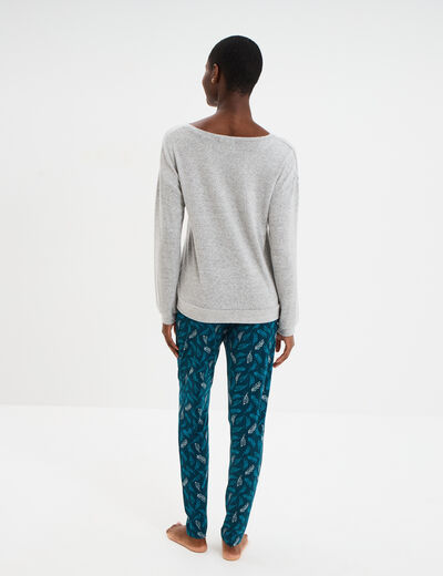 Ensemble pyjama legging et t-shirt gris clair femme