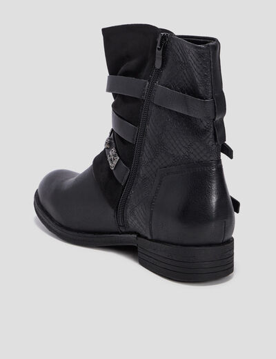 Bottines avec boucles et clous noir femme