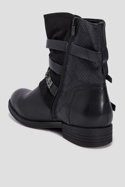 Bottines avec boucles et clous noir femme