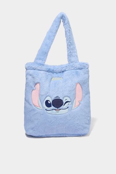 Sac cabas fausse fourrure Stitch bleu fille