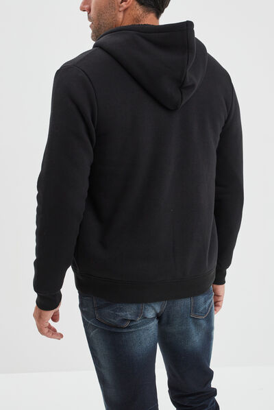 Sweat zippé à capuche doublé Creeks noir homme