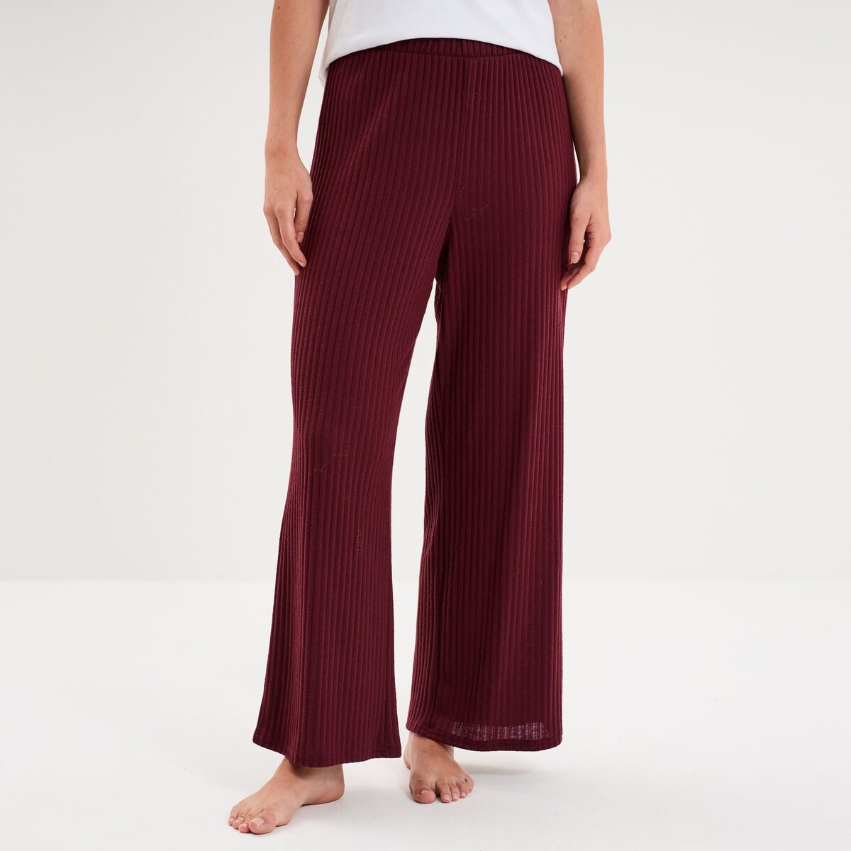 Bas de pyjama large c&ocirc;tel&eacute; long prune femme