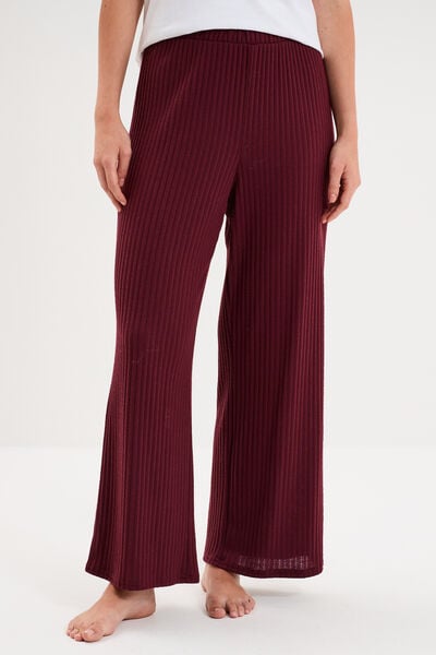 Bas de pyjama large c&ocirc;tel&eacute; long prune femme