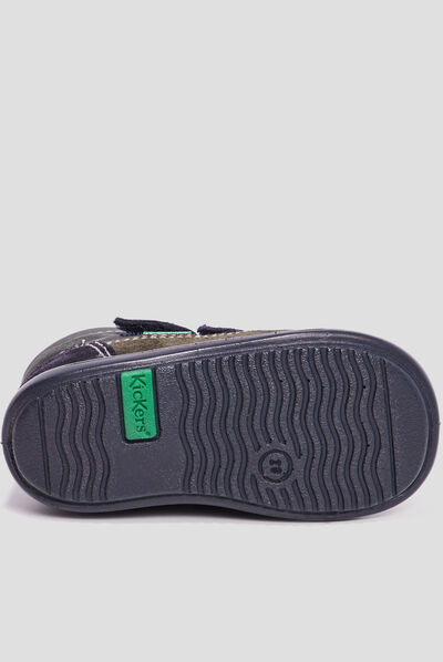 Bottillons en cuir Kickers Kikood vert bébé garçon