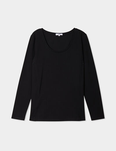 T-shirt allaitement manches longues noir femme maternité