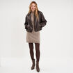 Robe pull col montant manches longues gris femme