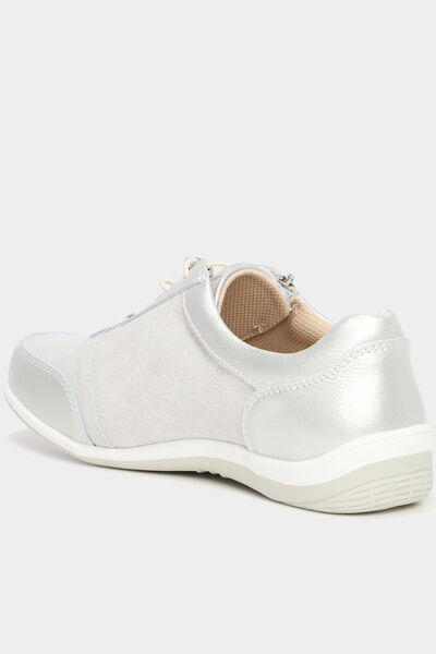 Baskets pied large en cuir blanc femme