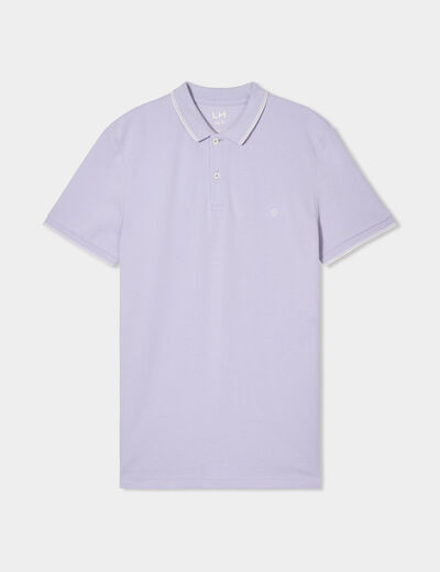 Polo manches courtes bords contrastés parme homme