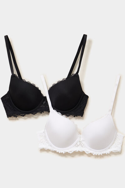 Lot 2 soutiens-gorge corbeille padd&eacute;s noir femme
