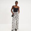 Pantalon large taille &eacute;lastiqu&eacute;e blanc femme