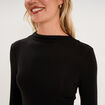 T-shirt cintr&eacute; col montant lyocell noir femme
