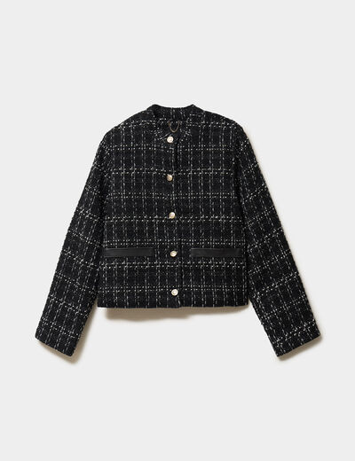 Veste tweed boutonn&eacute;e ecru femme