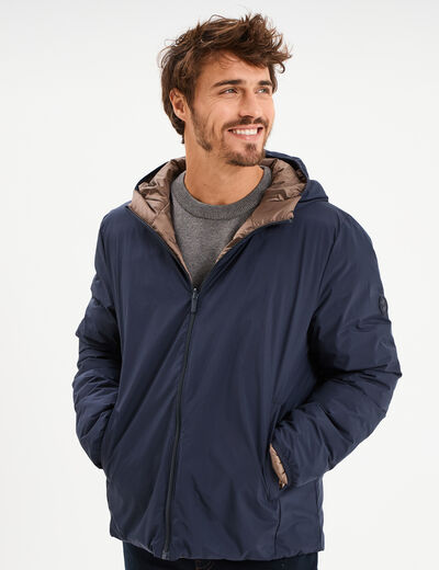 Blouson r&eacute;versible coupe-vent d&eacute;perlant bleu fonc&eacute; homme