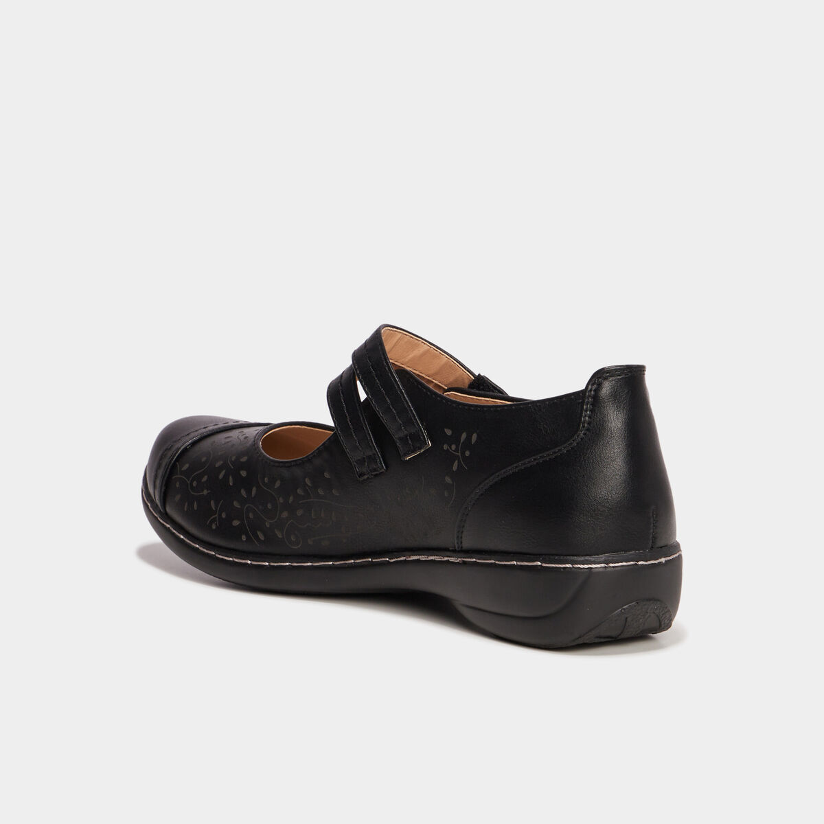 Ballerines pied large &agrave; brides noir femme