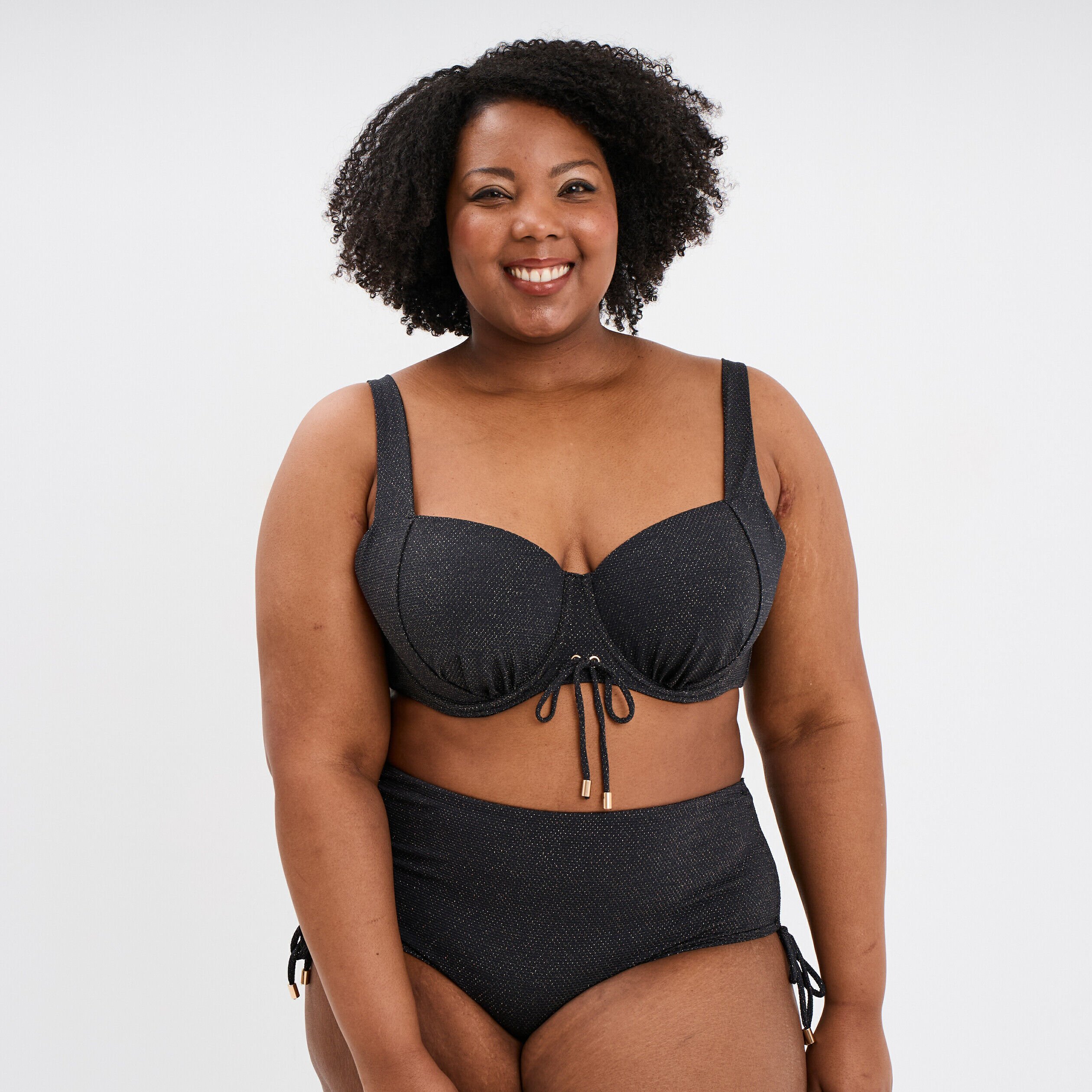 Haut de maillot de bain avec cordons noir femme grande taille WAMEA BEACH