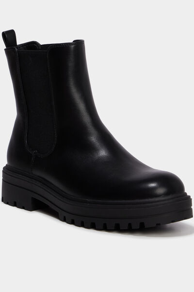 Boots chelsea crant&eacute;es noir femme