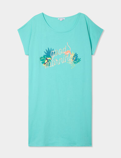 Chemise de nuit courte bleu turquoise femme grande taille