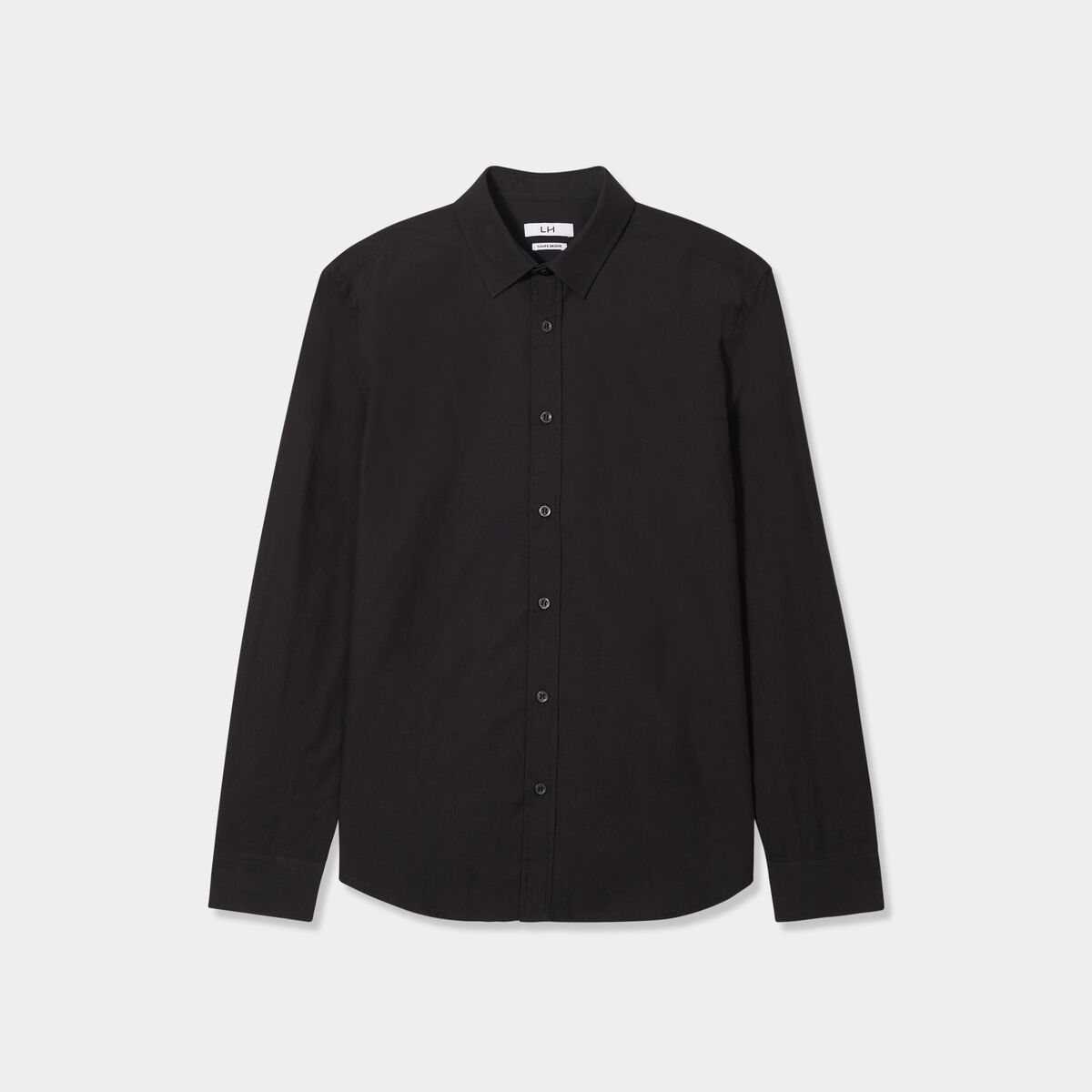 Chemise droite manches longues noir homme