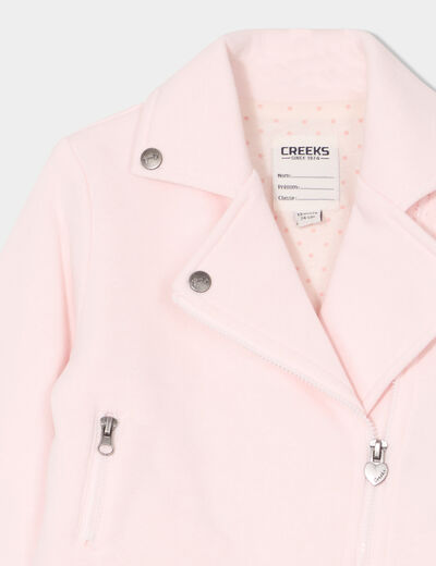 Veste esprit biker droite rose clair bébé fille