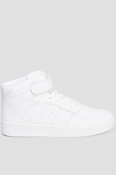 Baskets montantes &agrave; scratchs blanc homme