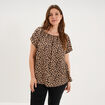 T-shirt gaufr&eacute; avec manches &agrave; noeuds beige clair femme grande taille