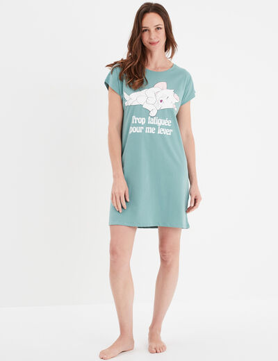 Chemise de nuit coton Aristochats Marie bleu gris femme