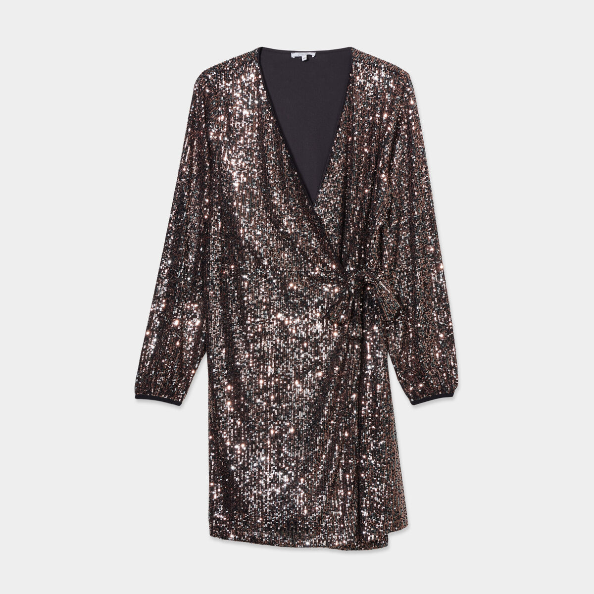 Robe à sequins portefeuille terracotta femme grande taille