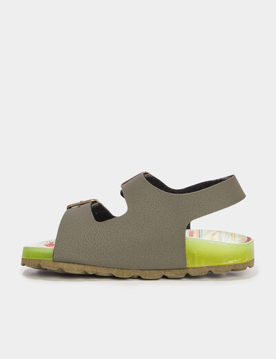 Sandales avec boucles Kickers vert kaki garçon